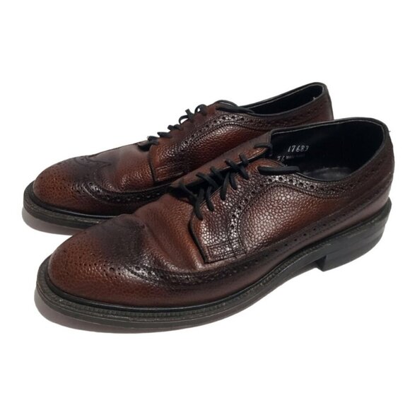 Copeg By Scholl Black Longwing Gunboats Pebble Grain Mens 7.5 Vintage 50s RARE - Picture 1 of 7